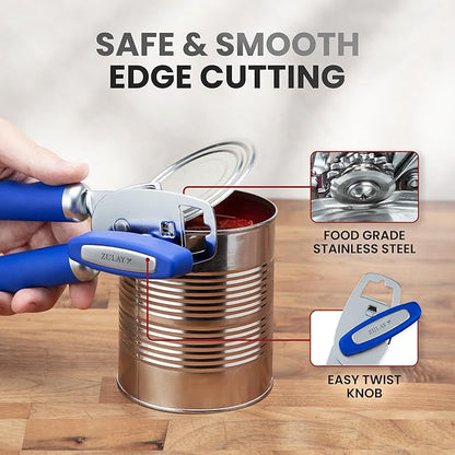 Zulay Kitchen Manual Can Opener with Bottle Opener with Turn Knob