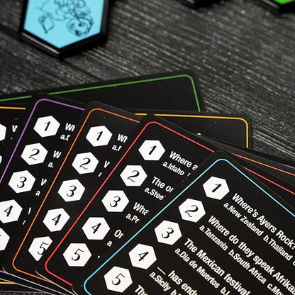 Hexaquest: The Strategic Trivia Board Game – 1500 Questions, 6 Categories, 65 Hexagon Tiles, Premium Bag – Fun, Quick to Learn, Perfect for Game Nights, Families & Parties