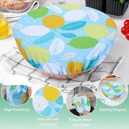 5 Pieces Bowl Covers Reusable, 5 Size Elastic Cloth Bowl Covers
