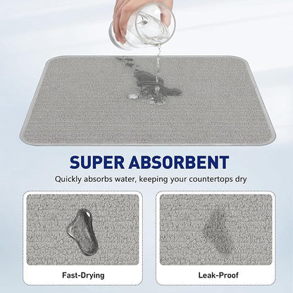 14.6*11.8 inch Microfiber Dish Drying Mat, 2 Compact Ultra Absorbent Dish Mat