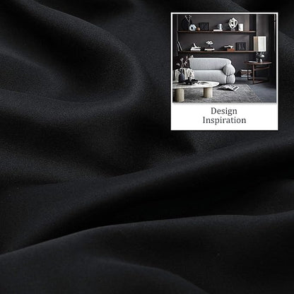 DUALIFE Black Curtains 54 Inch Length, Solid Energy Efficient Thermal Insulated