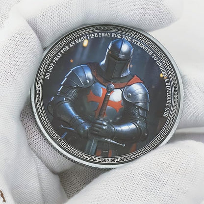 Knight Templar Challenge Coin Armor Red Cross Shield Faith and Bravery Coin Collection (Pack of 6)