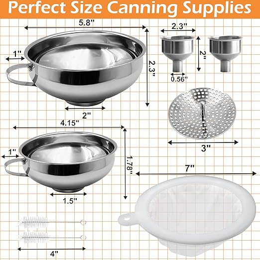 6 Pack Stainless Steel Canning Funnel