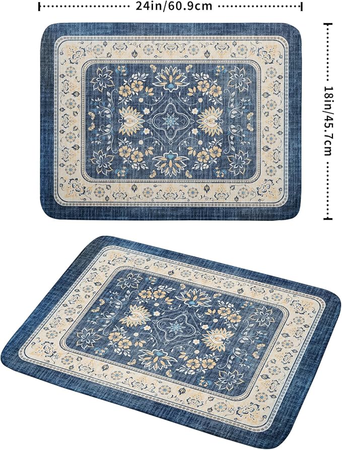 Blue Boho Dish Drying Mat for Kitchen Counter 18x24 Inch Fast Dry Drying Pad