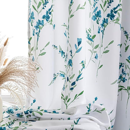 MYSKY HOME Floral Curtains 108 Inches Long