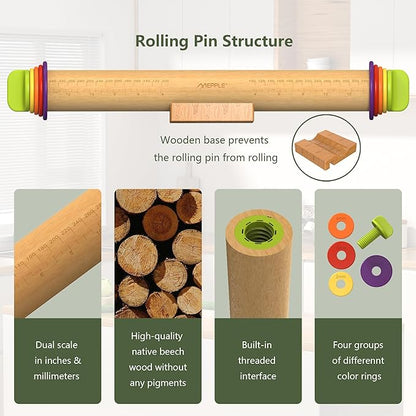 Rolling Pin with Thickness Rings