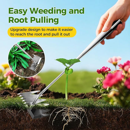 2025 Upgraded Weed Puller Tool, 6-Tooth Manganese Steel Manual Weeders, Portable Garden Weed Remover Tools for Vegetable Gardening Backyard Farm Planting & Weeding