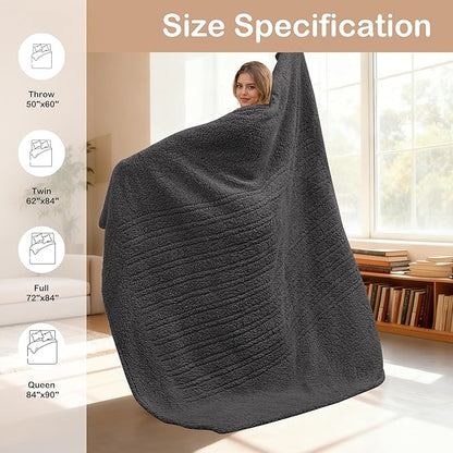 Electric Heated Blanket Queen Size 84"×90" Dual Control, 9 Heating Settings &
