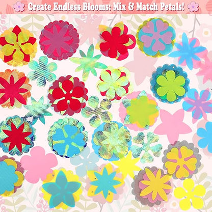 Autotechnx 182PCS DIY Fabric Flower Bouquet Refill Kit, Supplies to Create 28 Fabric Flowers, Refill Pack for Arts and Crafts Toy (Embossing Machine Not Included)