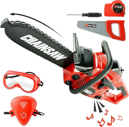 Toy Choi's Toy Chainsaw - Chainsaw Toy for Kids Power Tool Set with Realistic Sound, Pretend Play Kids Chainsaw Tool Set for Outdoor Gardening Play - kids toy for Boys Girls Ages 3 4 5 6 7 8 Years Old