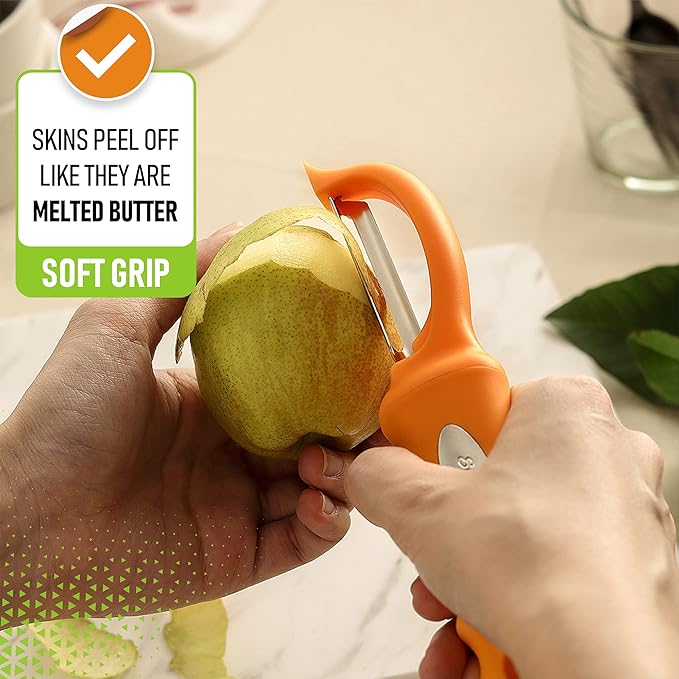 Spring Chef Premium Swivel Vegetable Peeler, Soft Grip Handle and Ultra Sharp Stainless Steel Blades - Perfect Kitchen Peeler For Veggie, Fruit, Potato, Carrot, Apple - Mango