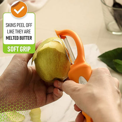 Spring Chef Premium Swivel Vegetable Peeler, Soft Grip Handle and Ultra Sharp Stainless Steel Blades - Perfect Kitchen Peeler For Veggie, Fruit, Potato, Carrot, Apple - Mango