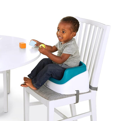 Ingenuity SmartClean Toddler Booster Seat for Dining Table with 3-Point Harness Straps, Peacock Blue