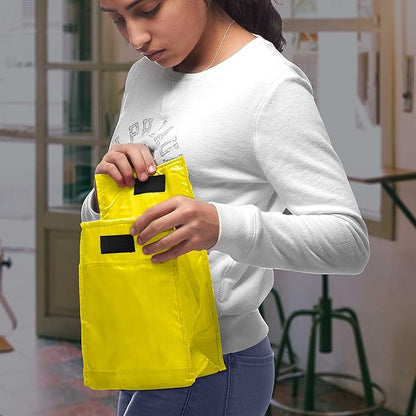 DISCOUNT PROMOS 10 Hook and Loop Insulated Lunch Bags Set - Polyester, Durable, Vibrant, Reusable - Yellow