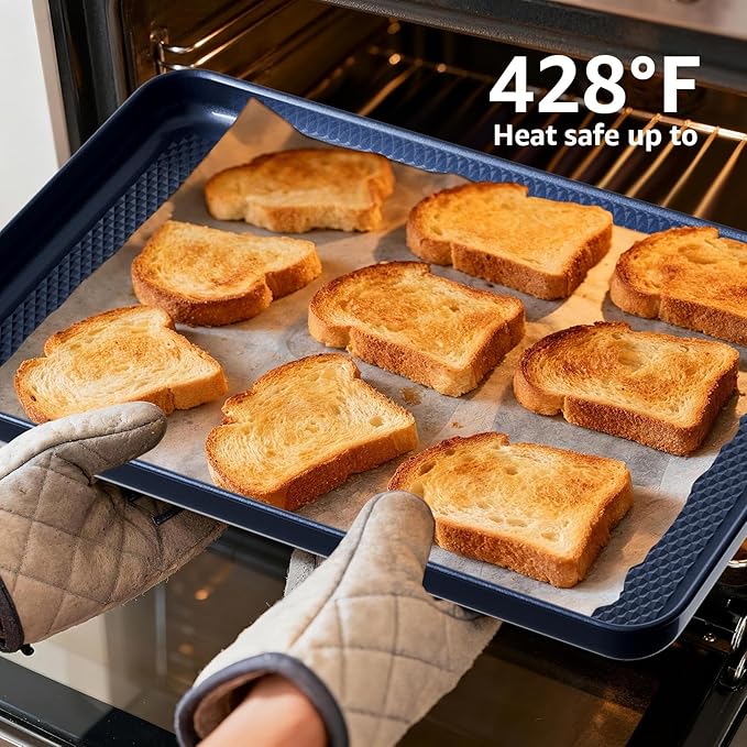 3Pcs Nonstick Baking Sheet, Baking Sheet Pan Set, Jelly Roll Pans, Cookies Sheet