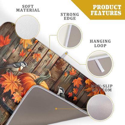 Fall Pumpkin Dish Drying Mat for Kitchen Counter Autumn Pumpkin Dish Mats for