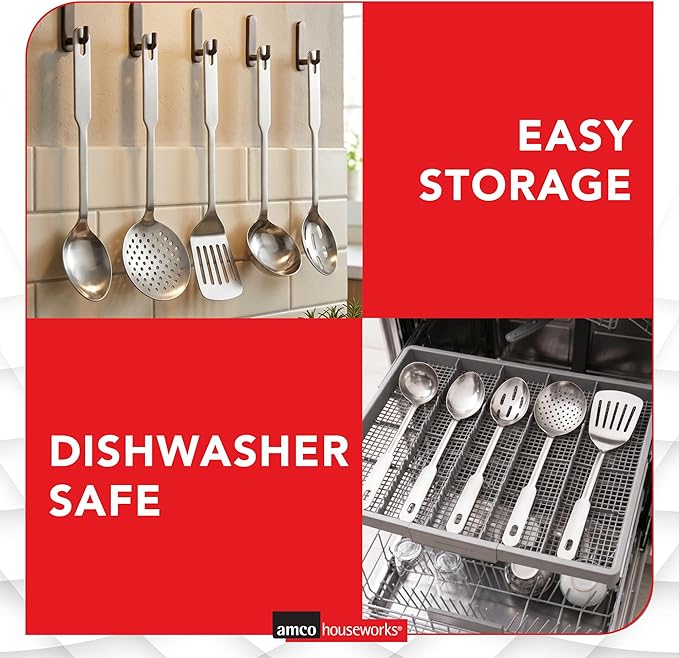 Amco 5 Piece Stainless Steel Cooking Utensil Set