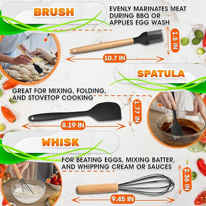 14 PCs Black Silicone Cooking Utensils Set