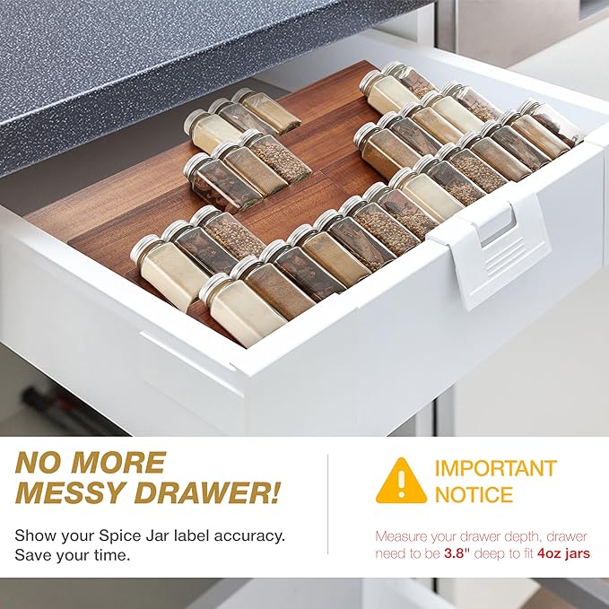 Tinamo Acacia Wooden Spice Rack Organizer