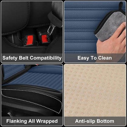 Seat Covers Fit for Nissan Rogue 2015-2026, Breathable and Comfortable Leather Car Seat Cover, Deluxe Waterproof Cushion Cover Auto Interior Accessories,Standard (Black Blue)