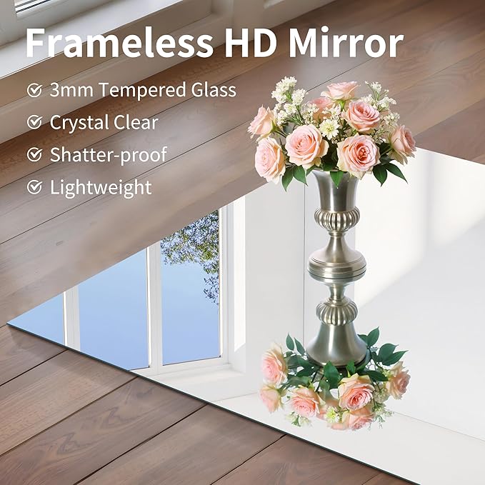 CILIBER Frameless Mirror, 30x40 Inch Rectangle Bathroom Mirrors