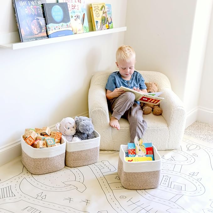 NaturalCozy Storage Cubes 9”x9”x7”Cotton Rope Woven Baskets