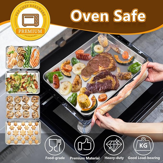 P&P CHEF 16 + 12.5 Inch Stainless Steel Baking Sheet