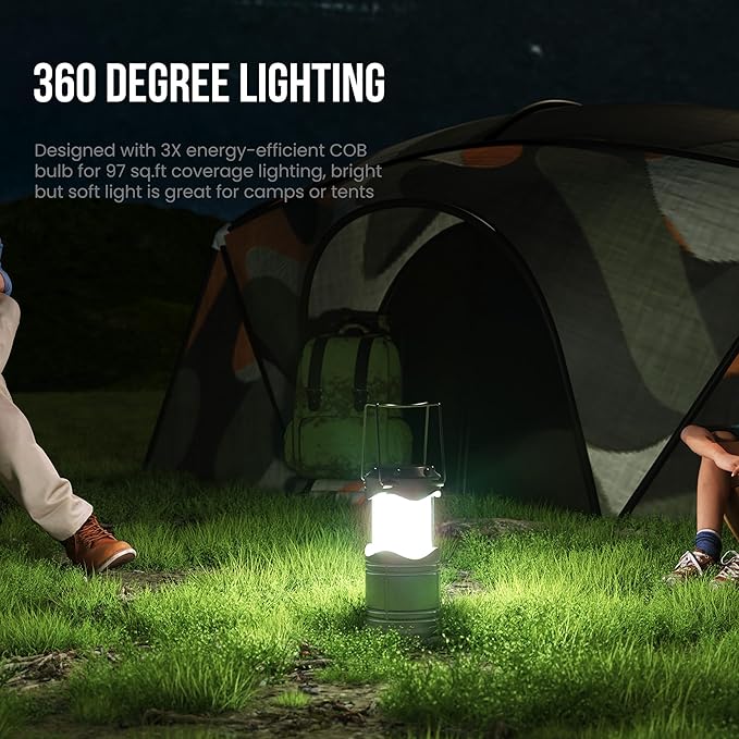 Lichamp LED Camping Lantern, 4 Pack Battery Powered Flashlight for Power Outages, Portable Collapsible Hanging Light Essential for Home, Outdoor, Emergency Lamp Survival Kit Gear for Hurricane, C4