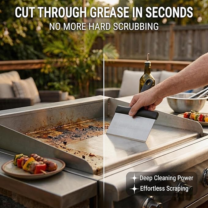 Grill Scraper, Stainless Steel Food Scraper