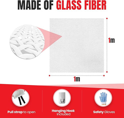 AI FORCE Fire Blanket with Gloves & Hooks ??Fireproof Emergency Safety Blanket for Home, Kitchen, Fireplace, Camping, BBQ, Grease & Outdoor Fires ??Survival Gear