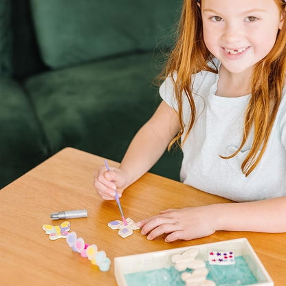 Melissa & Doug Created By Me! Paint & Decorate Your Own Wooden Magnets Craft Kit – Butterflies, Hearts, Flowers - Kids Craft Kits, Great Activity For Rainy Days And Party Favors, Ages 4+