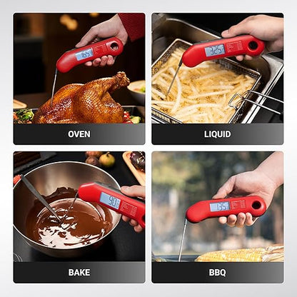 Professional Meat Thermometer Digital, Ultra-Fast 0.5 Sec Instant Read, NIST Certified ±0.5°F Accuracy, 100% Waterproof, Auto-Rotate Backlit Display, Stocking Stuffers for Men Christmas Gifts for Men
