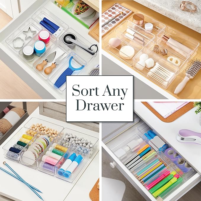 STORi SimpleSort 6-Piece Stackable Clear Drawer Organizer Set | 6" x 3" x 2"