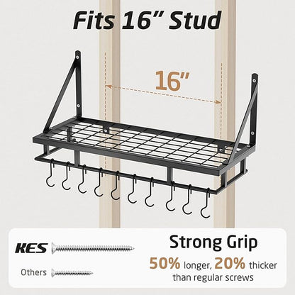 KES 24 Inch Kitchen Pot Pan Rack Wall Mounted Hanging Storage Organizer Wall