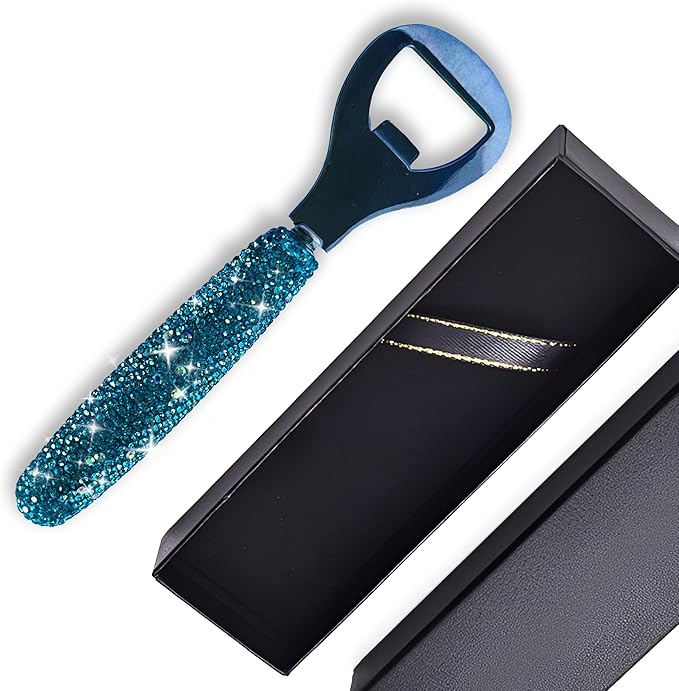 Handcrafted Blue Crystal Bling Beer Opener – Sparkle Diamond Bottle Openers