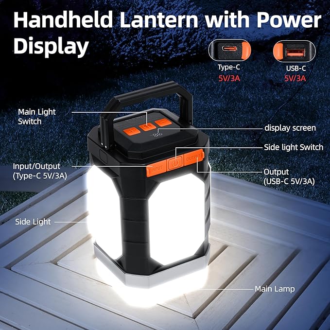 Sinvitron Camping Lantern Rechargeable??0,000mAh Portable Camping Lights, QC3.0 Fast Charging,1000 Lumens,350H Runtime,IPX5 Waterproof Emergency Light for Hurricanes,Power Outages,Camping