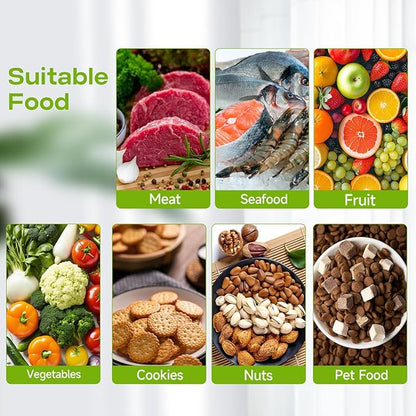 Food Sealer Vacuum Sealer-Tempered Glass Stainless Steel panel, LED Touch Control, Digital Display, Pulse/Moist/Dry/Seal/External Suction Modes, Includes 30 Vacuum Bags & Built-in Cutter (Black Gray)