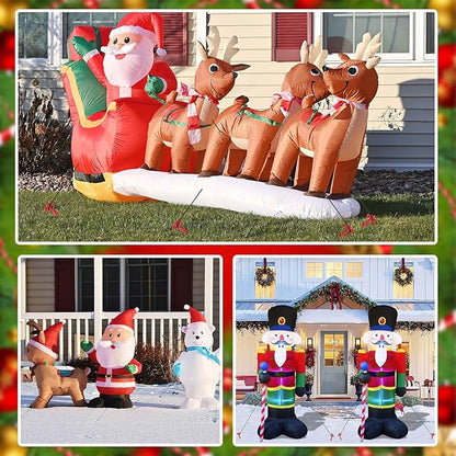 AUGSUN 54 Pieces Plastic Inflatable Stakes Set, Include Tent Stakes, Tethers Ropes and Hooks Heavy Duty Garden Yard Stakes for Christmas Outdoor Decorations Red