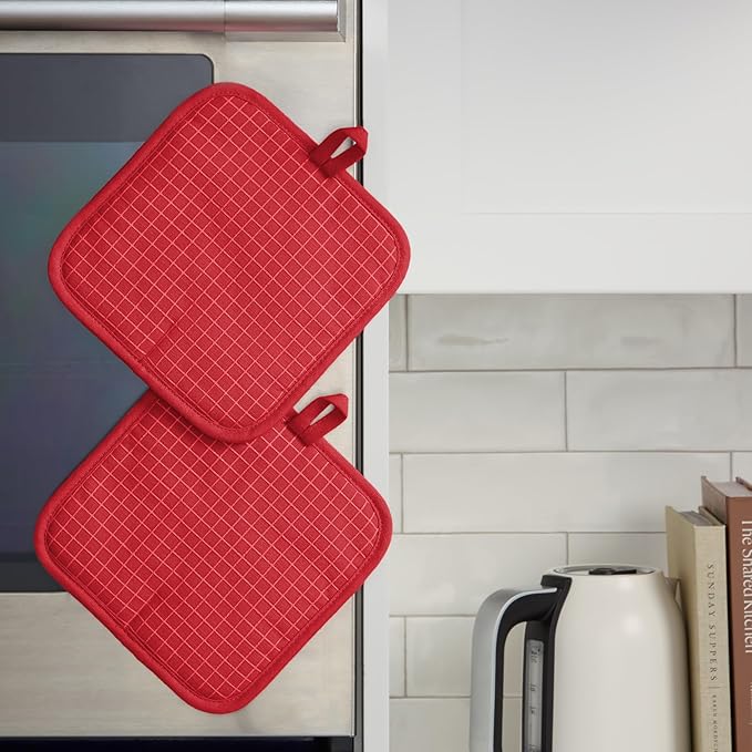 KITCHENAID Gourmet Series Gridlines Pot Holders 2-Pack Set, Heat Resistant up