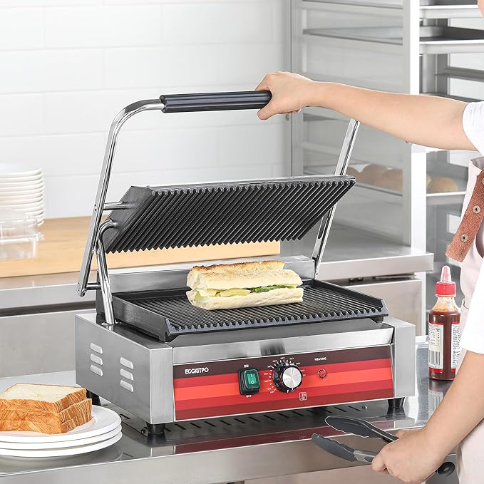 EGGKITPO Commercial Panini Press Grill