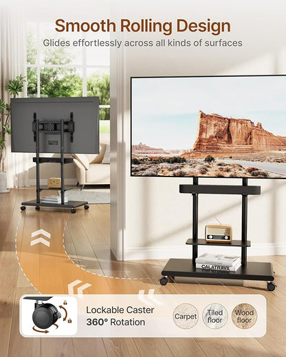 ECOTINY Steel Base Rolling TV Stand