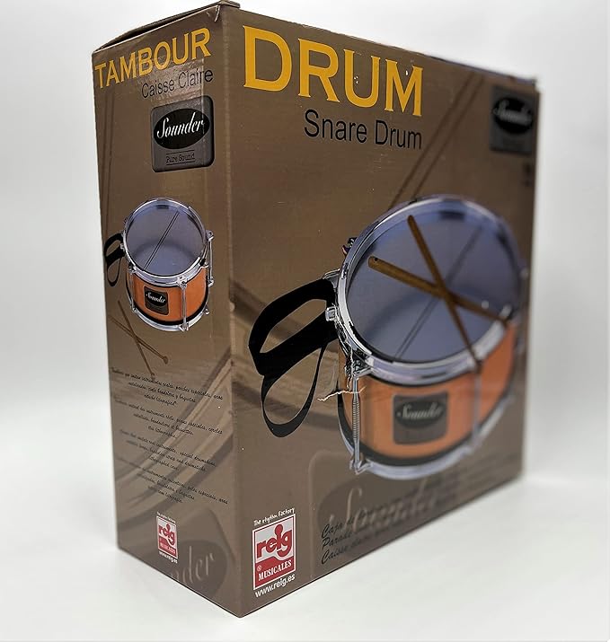 Tap-Along Sounder Snare Drum with Double Sided Batter Head Toy Tambourine Drum for Kids, Musical Instrument for Children 12 Months and Up Realistic Look with 2 Drum Sticks 10X10X4