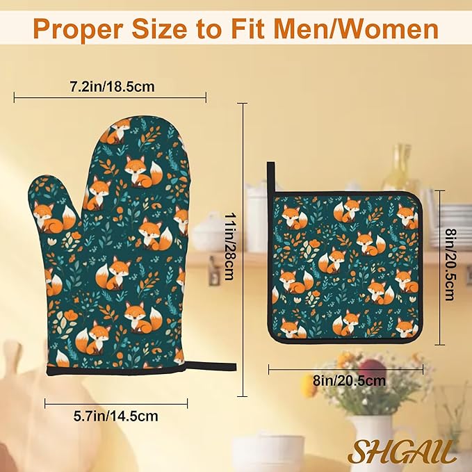 Fall Oven Mitts and Hot Pads Set