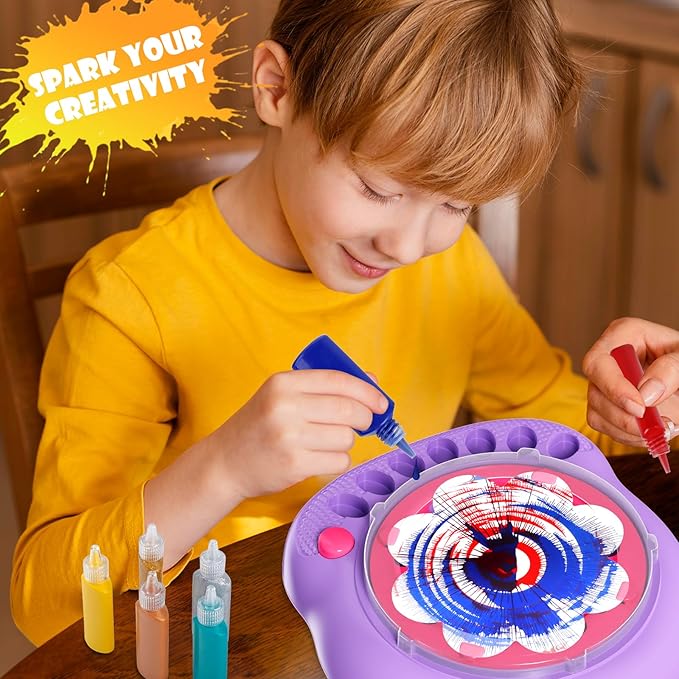 Hewaurorion Paint Spin Art Machine Kit for Kids, Arts & Crafts Painting Spinner Toys Kits Sets for Boys & Girls Ages 6 7 8 9 Year Old Purple