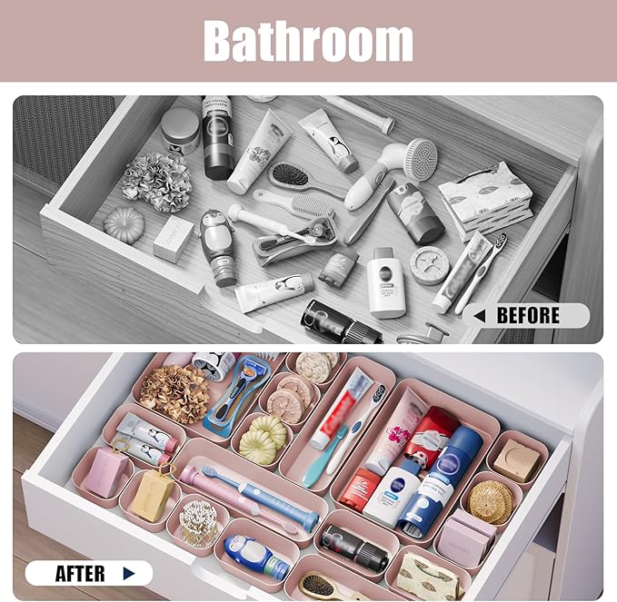 Plastic Drawer Organizers, Desk and Vanity Organizer Plastic Tray, Makeup