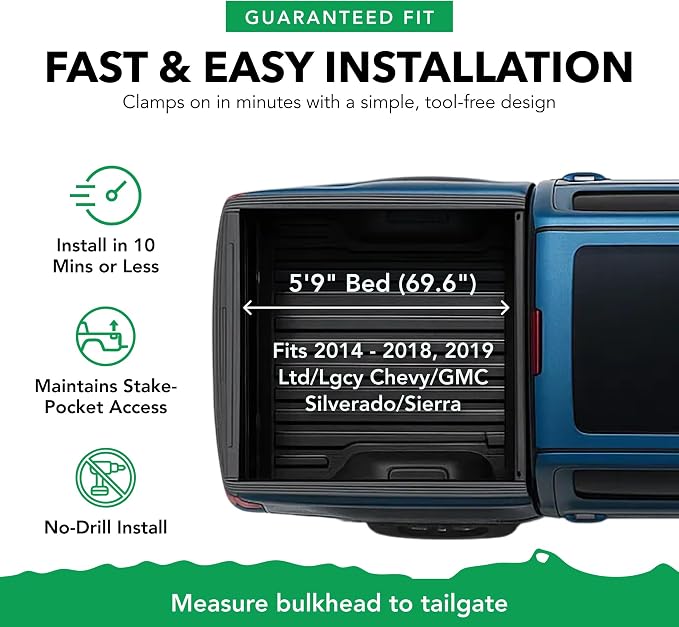 Gator Soft Roll Up Truck Bed Tonneau Cover - Everyday Cargo Protection - Durable Vinyl Roll-Up - Low-Profile Flush-Fit Design - Fits 2014-2018, 2019 Ltd/Lgcy Chevy/GMC Silverado & Sierra - 5'9" Bed