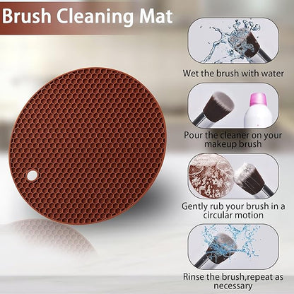 Joyhalo Trivets for Hot Dishes - Hot Pads for Kitchen, Silicone Pot Holders for Hot Pots and Pans, Silicone Mats for Kitchen Countertops, Table, Flexible Easy to Wash and Dry, Brown