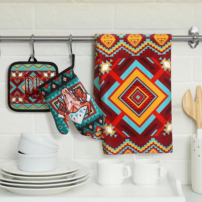 Jingmore 6 Pcs Kitchen Decor Set Accessorie Farmhouse Kitchen Towels Pot