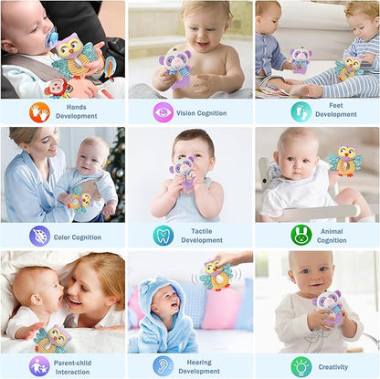 BLOOBLOOMAX Sock rattles for Babies 0-24 Months Baby Animal Foot Finder Educational Toys
