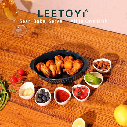 LEETOYI Porcelain Small Oval Au Gratin Pans, Baking Dish Set